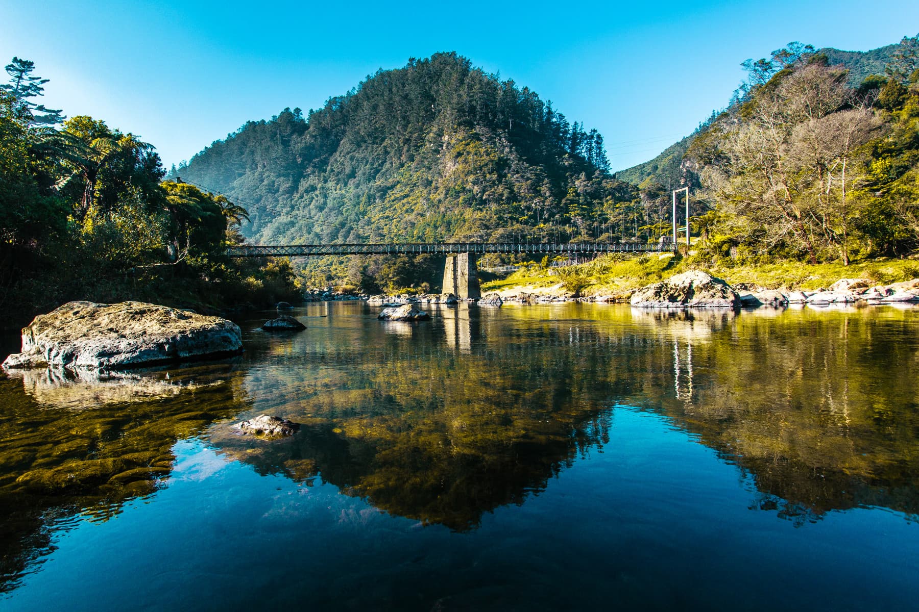 Karangahake Gorge Reflection2  Scale Height Wz Ey Md Bd